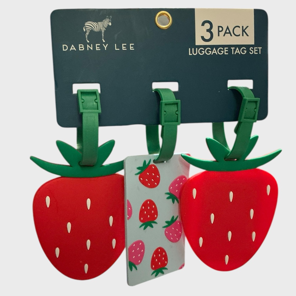 Dabney Lee Strawberry Luggage Tag Set 3 Pack Travel Tags Nwt